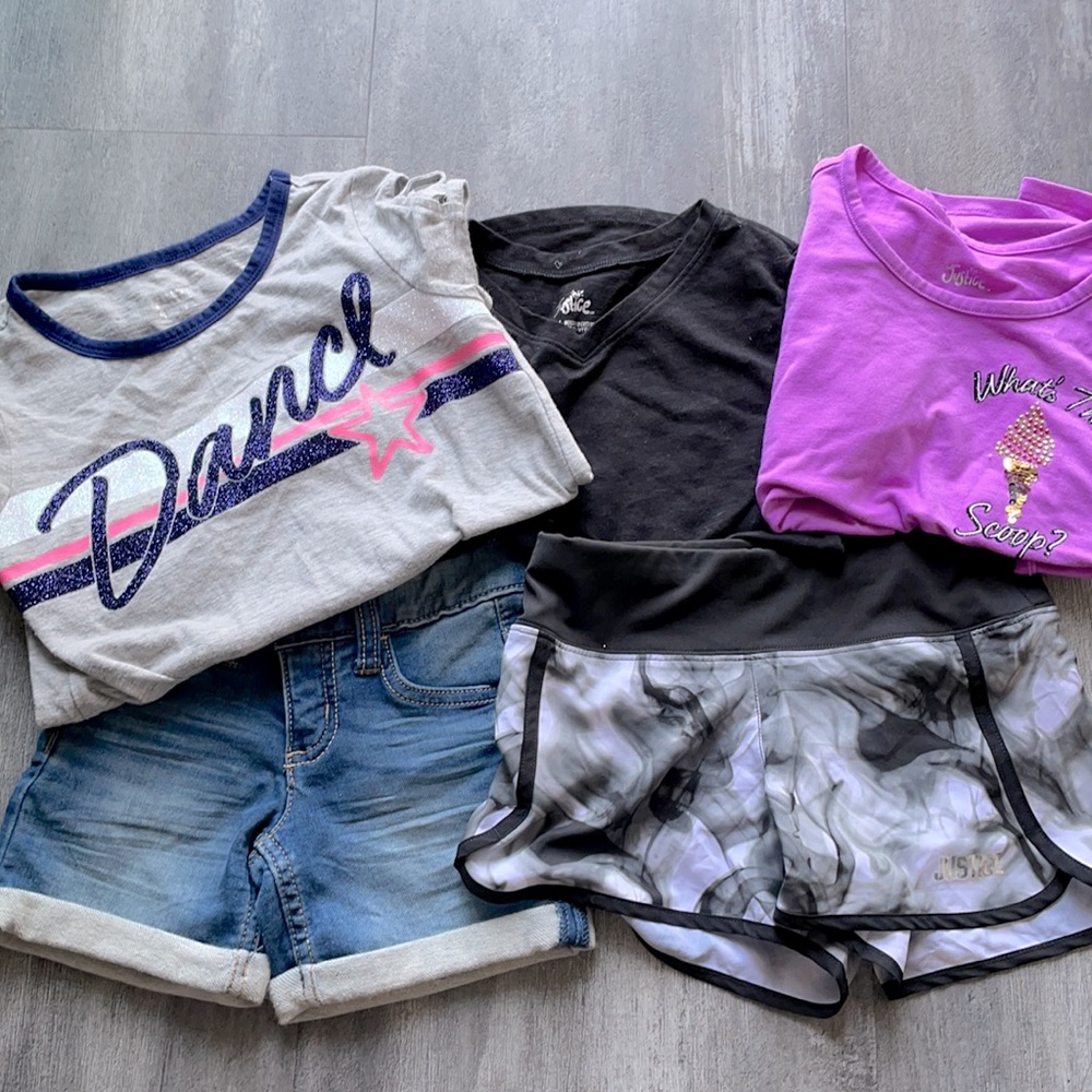 JUSTICE slot of size 6/7- shorts & T-shirts